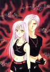  ayashi_no_ceres brother_and_sister fingerless_gloves gloves highres jewelry midriff mikage_aki mikage_aki_(ayashi_no_ceres) mikage_aya necklace purple_hair siblings twins 