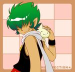  cat character_request claws fang green_hair lowres male male_focus pointy_ears short_hair simple_background smirk 