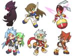  4boys atlas capcom chibi green_eyes grey_(rockman) multiple_boys multiple_girls omega_(rockman) pandora_(rockman) prometheus red_eyes rockman rockman_zx vent 