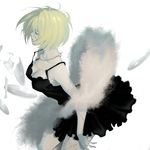  black_dress blonde_hair bob_cut breasts cleavage closed_eyes dress feather_boa jewelry koma_kiri_aoko large_breasts necklace one_piece scar short_hair solo stitches victoria_cindry zombie 