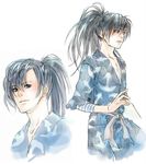  character_request japanese_clothes male male_focus silver_hair simple_background tsubakien 