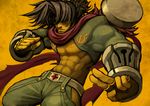  blazblue karee male_focus manly muscle nail ponytail scar scarf shishigami_bang solo 