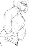  bespectacled breasts clipboard glasses greyscale large_breasts monochrome older rozen_maiden short_hair solo souseiseki track_suit tsuda_nanafushi whistle 
