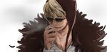  bad_id bad_pixiv_id blonde_hair cape cigarette cm_(nmnmcnm) donquixote_rocinante fur_cape male_focus one_piece smoking solo sunglasses upper_body 