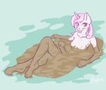  2014 absurd_res animal_genitalia anthro anthrofied breasts dickgirl equine erection fleur_de_lis_(mlp) friendship_is_magic hair hi_res horn horsecock intersex looking_at_viewer mammal megaherts mud mud_bath my_little_pony nipples nude penis pink_hair smile solo two_tone_hair unicorn white_body 