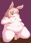  areola blush breast_grab breasts chest_tuft dildo female floppy_ears fur grope inverted_nipples lagomorph mammal masturbation nipples nude obese open_mouth overweight panting pussy pussy_juice rabbit rajio sex_toy sitting solo tuft vaginal 