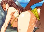  all_fours bent_over bikini bikini_zuma_capture breasts censored cum cum_in_pussy doggystyle eyes_closed fat fat_man kodamashi large_breasts open_mouth orgasm penis sex swimsuit testicles vaginal 