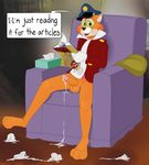  balls cat caught chair clothed clothing cum cushion feline fur gloves green_eyes hat jacket male mammal masturbation neenya nintendo og_readmore penis pornography solo star_fox tissue video_games wolf_o&#039;donnell 