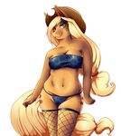  2014 alpha_channel anthro anthrofied applejack_(mlp) blonde_hair cowboy_hat cutie_mark earth_pony equine female fishnet friendship_is_magic green_eyes hair hat horse long_hair looking_at_viewer mammal mookierific my_little_pony plain_background pony smile solo transparent_background 