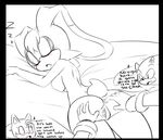  2014 anthro anus big_breasts breasts butt canine dialog english_text female fox grope hearlesssoul hedgehog lagomorph male mammal miles_prower milf mother nude parent pussy rabbit sega side_boob sleeping sonic_(series) sonic_the_hedgehog text vanilla_the_rabbit 