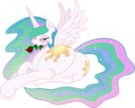  2014 absurd_res alpha_channel blush butt equine female feral flower friendship_is_magic hi_res horn horse looking_at_viewer mammal my_little_pony princess_celestia_(mlp) rose solo virande winged_unicorn wings 