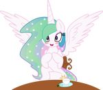 2014 absurd_res alpha_channel blush equine female feral friendship_is_magic hi_res horn horse looking_at_viewer mammal my_little_pony princess_celestia_(mlp) smile solo virande winged_unicorn wings 