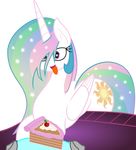  2014 absurd_res alpha_channel cake equine female feral food friendship_is_magic hi_res horn horse mammal my_little_pony princess_celestia_(mlp) smile solo virande winged_unicorn wings 