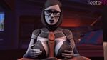  2014 3d animated big_breasts breasts edi_(mass_effect) erection eyewear female glasses human leeterr looking_at_viewer machine male mammal mass_effect mechanical penis robot sex titfuck 