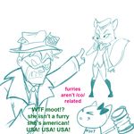  /co/ 4chan america banhammer blush bow canine cat english_text feline female flag fox hat human lt._vixen male mammal mask moot pointing squirrel_and_hedgehog text unknown_artist 