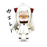 :d ahoge chibi go_back! horns kakan_(amka) kantai_collection long_hair looking_at_viewer mikudayoo mittens northern_ocean_hime open_mouth pale_skin shinkaisei-kan silver_hair smile smirk solo translated transparent_background vocaloid yellow_eyes 