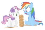  2014 alpha_channel cub dm29 duo equine female feral friendship_is_magic horn horse jenga mammal my_little_pony pegasus rainbow_dash_(mlp) sweetie_belle_(mlp) unicorn wings young 