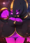  2014 anthro banette big_breasts breasts clothed clothing condom female hi_res holding looking_at_viewer mega_banette mega_evolution moon night nintendo plantpenetrator pok&eacute;mon solo standing underwear video_games zipper 