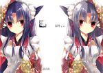  animal_ears apron cat_ears cover cover_page doujin_cover japanese_clothes lolita_fashion long_hair looking_at_viewer maid_apron maid_headdress mizuki_(hmndk) multiple_girls original parted_lips purple_hair red_eyes silver_hair smile wa_lolita wa_maid 