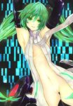  armpits bad_id bad_pixiv_id blush green_eyes green_hair hatsune_miku hatsune_miku_(append) highres long_hair navel pussy smile solo vocaloid vocaloid_append yellowpeace1q85 