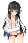  bad_id bad_nicoseiga_id bangs bikini black_bikini blue_eyes blunt_bangs blush collarbone cowboy_shot hood hood_down hoodie jacket jitome long_hair looking_at_viewer mizushina_minato open_clothes open_jacket original side-tie_bikini sleeves_past_wrists solo swimsuit very_long_hair wet wet_clothes white_background 