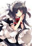  ;) animal_ears black_hair blue_eyes cat_ears cat_tail closed_mouth hands_together heart long_hair looking_at_viewer maid maid_headdress mizuki_(hmndk) one_eye_closed original smile solo tail 