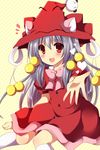  :d bad_id bad_pixiv_id character_request dress hat long_hair looking_at_viewer moca_cofi open_mouth reaching red_dress red_eyes silver_hair smile solo towelket_wo_mou_ichido uguisu_mochi_(ykss35) witch_hat 