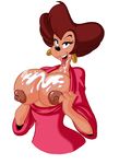  2014 anthro areola big_breasts breasts canine cum cum_on_breasts cum_on_face disney ear_piercing erect_nipples female flashing goof_troop lordstevie mammal messy milf mother nipple_piercing nipples open_mouth parent peg_pete piercing solo tongue tongue_out 