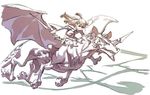  dragon flying kagari_atsuko little_witch_academia long_hair official_art riding wand wings yoshinari_you 