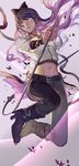  bad_id bad_pixiv_id black_hair blake_belladonna bow hair_bow katana long_hair midriff navel rwby solo sword waist_cape weapon yellow_eyes yuukaku 