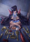  artist_name axe banchou barefoot blue_skirt bob_cut bowl brown_hair can cape chopsticks crossed_arms flail food full_body geta giraffe_(artist) hat highres indian_style jacket_on_shoulders kill_la_kill knolling looking_at_viewer mankanshoku_mako morning_star mouth_hold nunchaku pleated_skirt rice rice_bowl sandals school_uniform serafuku short_hair sitting skirt soda_can solo spikes star toes weapon wrench 