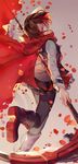  bad_id bad_pixiv_id cape pantyhose petals red_eyes red_hair rose_petals ruby_rose rwby scythe short_hair solo weapon yuukaku 