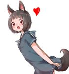  animal_ears arms_behind_back bad_id bad_pixiv_id blush brown_eyes brown_hair heart highres leaning_forward open_mouth original rima_(rimarip) simple_background smile solo tail white_background 