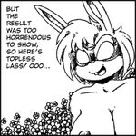  anthro areola big_breasts breasts cleavage clothed clothing drake_fenwick female hair lagomorph mammal mask monochrome rabbit superhero supermegatopia topless_lass uncolored 