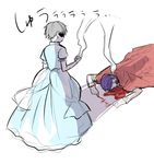  blood blood_splatter blue_hair cinderella cinderella_(grimm) cinderella_(grimm)_(cosplay) clenched_hand cosplay crossdressing dress kaneki_ken multiple_boys shakedon short_hair tokyo_ghoul tsukiyama_shuu white_hair 