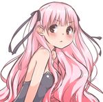  bad_id bad_pixiv_id blush hair_ribbon highres long_hair original pink_hair ribbon rima_(rimarip) simple_background solo very_long_hair white_background 