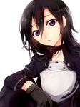  black_hair breastplate fingerless_gloves gloves kirito kirito_(sao-ggo) long_hair otoko_no_ko purple_eyes sword_art_online zuihana_sumio 