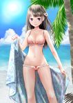  bad_id bad_pixiv_id bikini black_hair blue_eyes kouzuki_yui lace lace-trimmed_bikini long_hair lowleg lowleg_bikini original solo standing swimsuit towel 