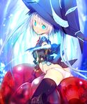  ass blue_eyes boots gloves hat highres iwatozaki_mamoru looking_back open_mouth panties shingoku_no_valhalla_gate slime solo thighhighs underwear witch_hat 