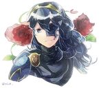  blue_eyes blue_hair fire_emblem fire_emblem:_kakusei flower long_hair lucina mask okii smile solo tiara 