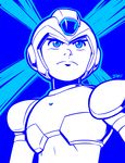  android blue flat_color helmet kaigetsudo male_focus md5_mismatch monochrome rockman rockman_x solo x_(rockman) 