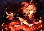  blonde_hair blue_eyes bow darkness doll_joints dress fairy_wings hair_bow hair_ribbon looking_at_viewer medicine_melancholy puffy_short_sleeves puffy_sleeves red_dress ribbon shirt short_sleeves skirt su-san touhou wings yetworldview_kaze 