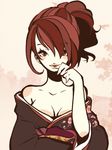  1girl aiwatan japanese_clothes kimono kirijou_mitsuru long_hair megami_tensei persona persona_3 ponytail red_eyes red_hair shin_megami_tensei solo traditional_clothes wafuku 