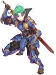  absurdres alm_(fire_emblem) aqua_hair armor blue_eyes cape fire_emblem fire_emblem:_kakusei fire_emblem_gaiden green_hair haccan highres male_focus official_art solo sword weapon 