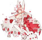  blue_eyes elphelt_valentine flower guilty_gear guilty_gear_xrd open_mouth pink_hair rose skirt solo starshadowmagician 