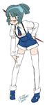  katoyama_kiko keroro_gunsou necktie pencil pencil_mustache solo suspenders thighhighs wooden_pencil yoshizaki_mine 