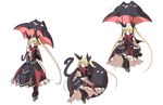  animal_themed_umbrella artist_request black_umbrella blazblue bow cat concept_art gothic_lolita heel-less_platform_footwear lolita_fashion nago official_art platform_footwear rachel_alucard red_bow shoes swing umbrella 