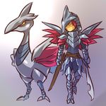  armor costume gen_2_pokemon hitec moemon personification pokemon pokemon_(creature) skarmory sword weapon wings 