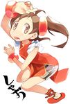  bad_id bad_pixiv_id blush brown_eyes brown_hair china_dress chinese_clothes dress heisa highres ling_xiaoyu shorts solo tekken twintails 