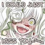  blood english eyepatch flower kirakishou long_hair macro nosebleed open_mouth rose rozen_maiden solo white_hair yellow_eyes 